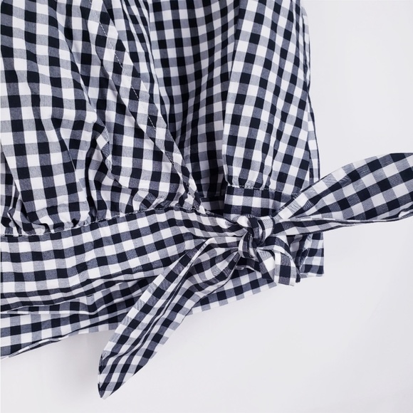 🖤Like New Cute Madewell Surplice Side Tie Black/White Gingham Top in Small - Picture 5 of 6